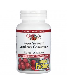 Natural Factors, CranRich, Super Strength, концентрат клюквы, 500 мг, 90 капсул Natural Factors, CranRich, Super Strength, концентрат клюквы, 500 мг, 90 капсул